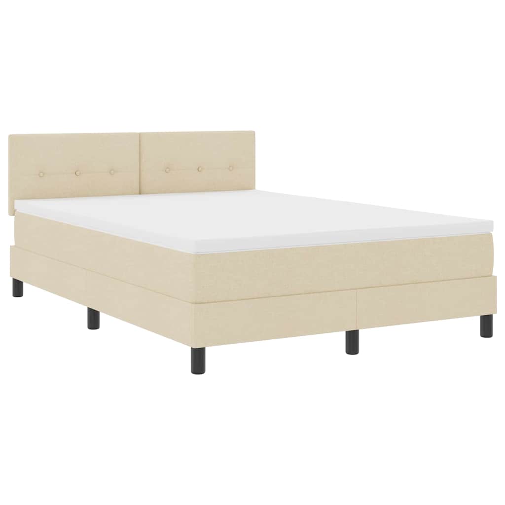 vidaXL Κρεβάτι με ελατήρια με κεφαλάρι Κρεμ 140 x 200 cm ύφασμα
