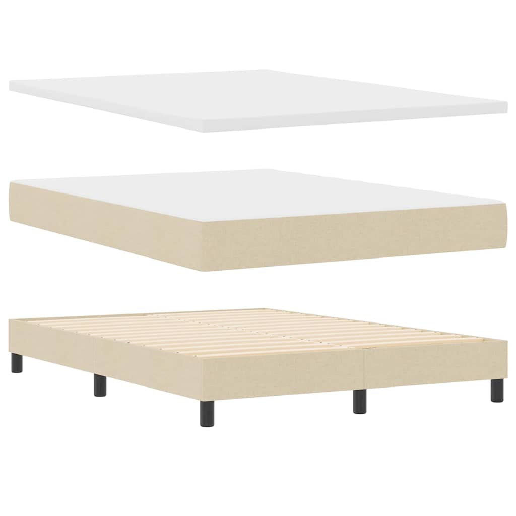 vidaXL Κρεβάτι με ελατήρια με κεφαλάρι Κρεμ 140 x 200 cm ύφασμα