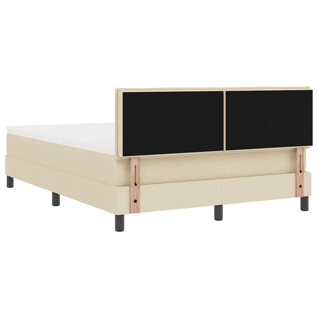 vidaXL Κρεβάτι με ελατήρια με κεφαλάρι Κρεμ 140 x 200 cm ύφασμα