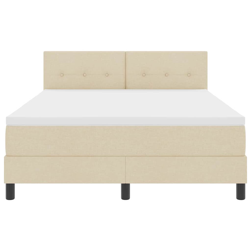 vidaXL Κρεβάτι με ελατήρια με κεφαλάρι Κρεμ 140 x 200 cm ύφασμα