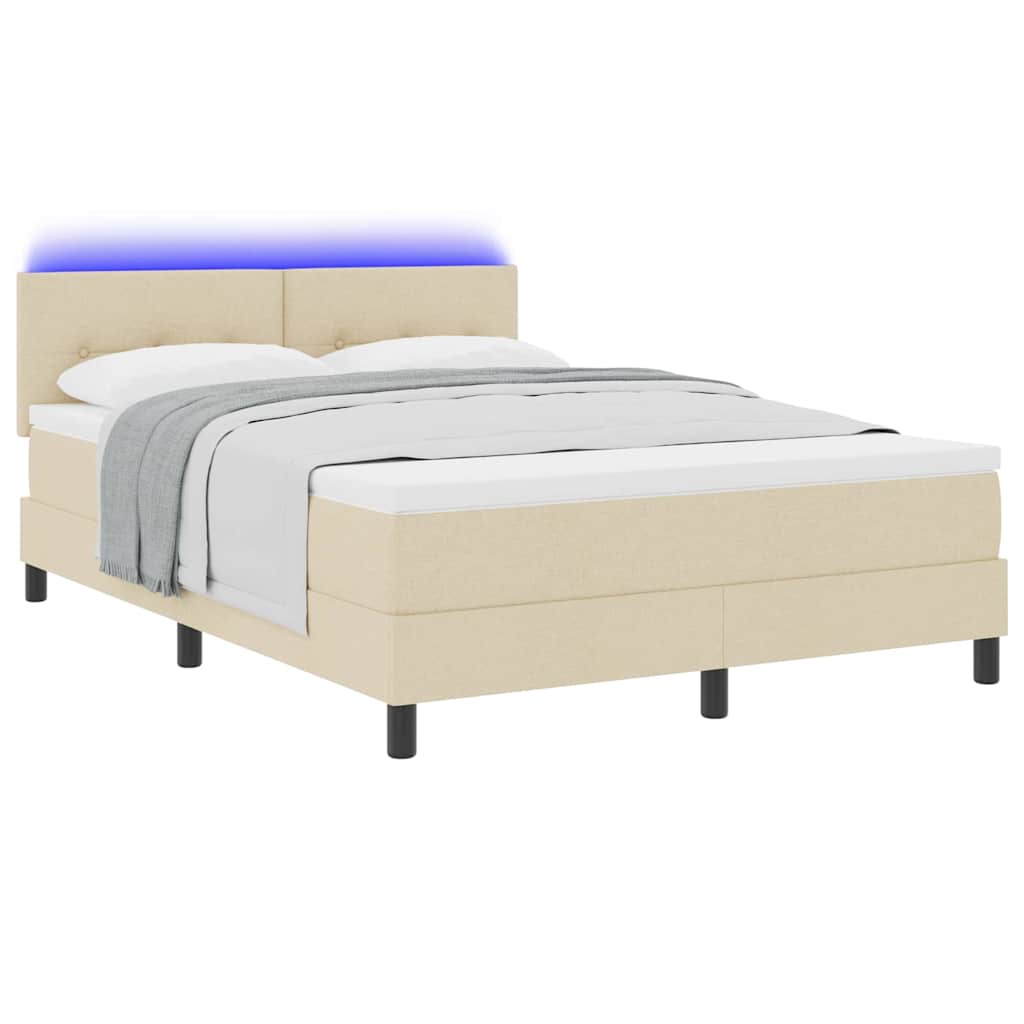 vidaXL Κρεβάτι με ελατήρια με κεφαλάρι Κρεμ 140 x 200 cm ύφασμα