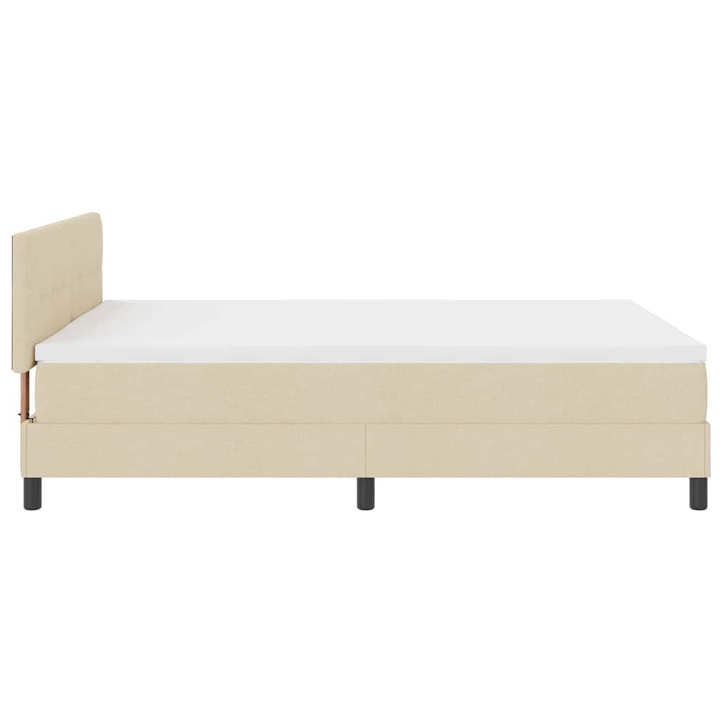 vidaXL Κρεβάτι με ελατήρια με κεφαλάρι Κρεμ 140 x 200 cm ύφασμα