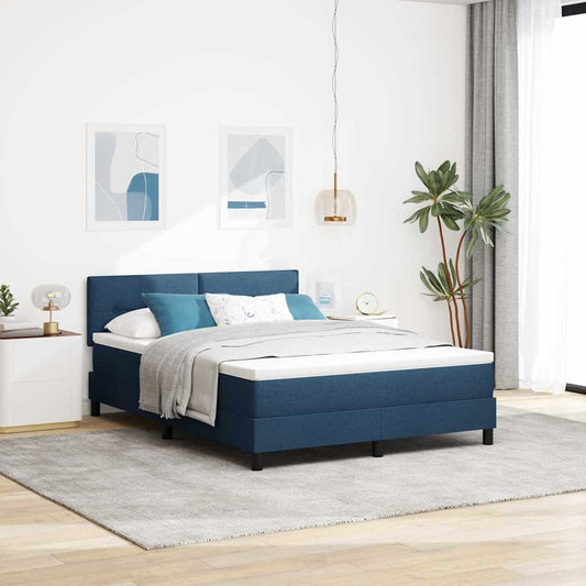 vidaXL Κρεβάτι με ελατήρια με κεφαλάρι Μπλε 140 x 200 cm ύφασμα