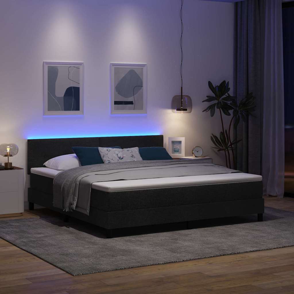 vidaXL Κρεβάτι με ελατήρια με κεφαλάρι Μαύρο 180 x 200 cm ύφασμα