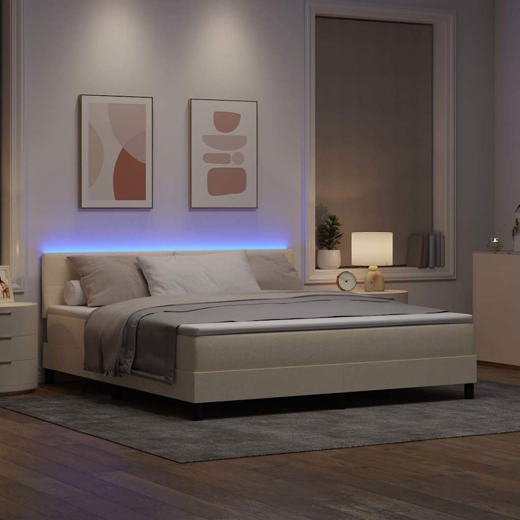 vidaXL Κρεβάτι με ελατήρια με κεφαλάρι Κρεμ 180 x 200 cm ύφασμα