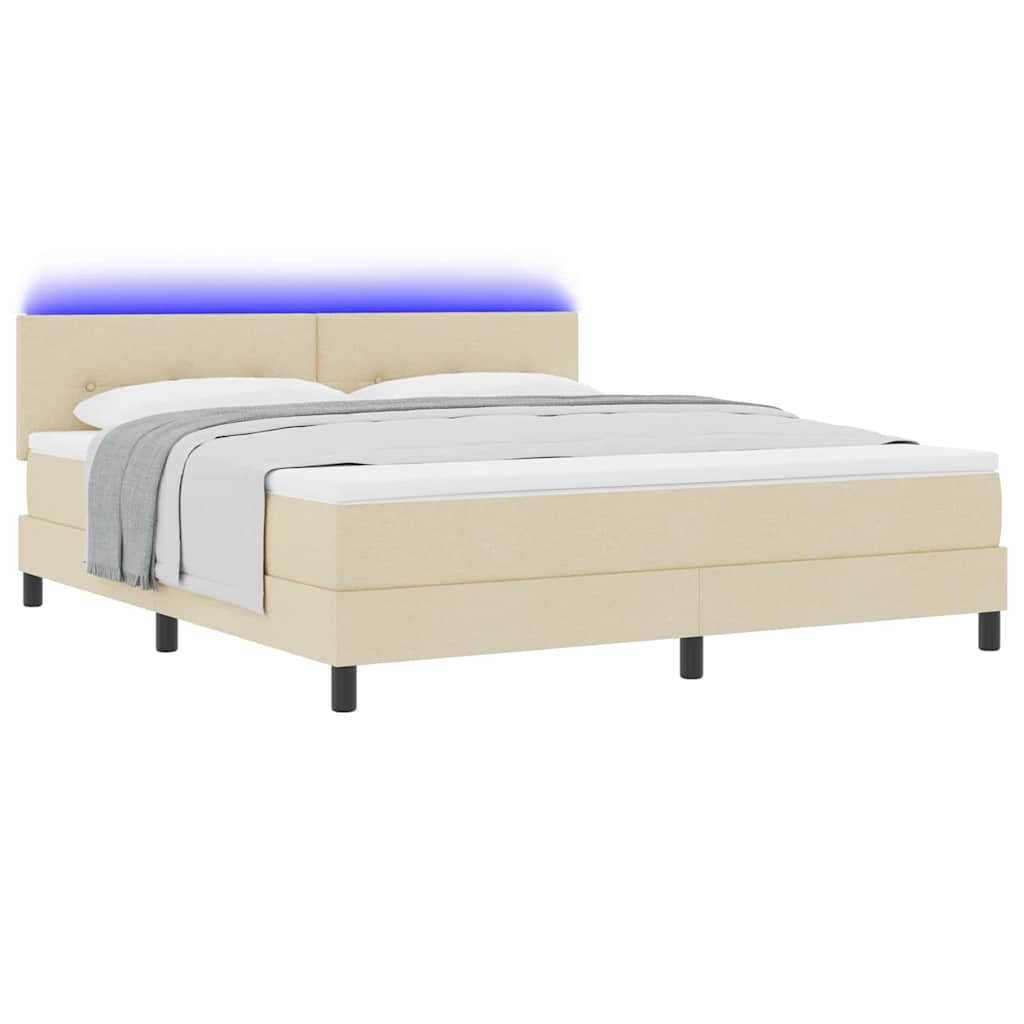 vidaXL Κρεβάτι με ελατήρια με κεφαλάρι Κρεμ 180 x 200 cm ύφασμα