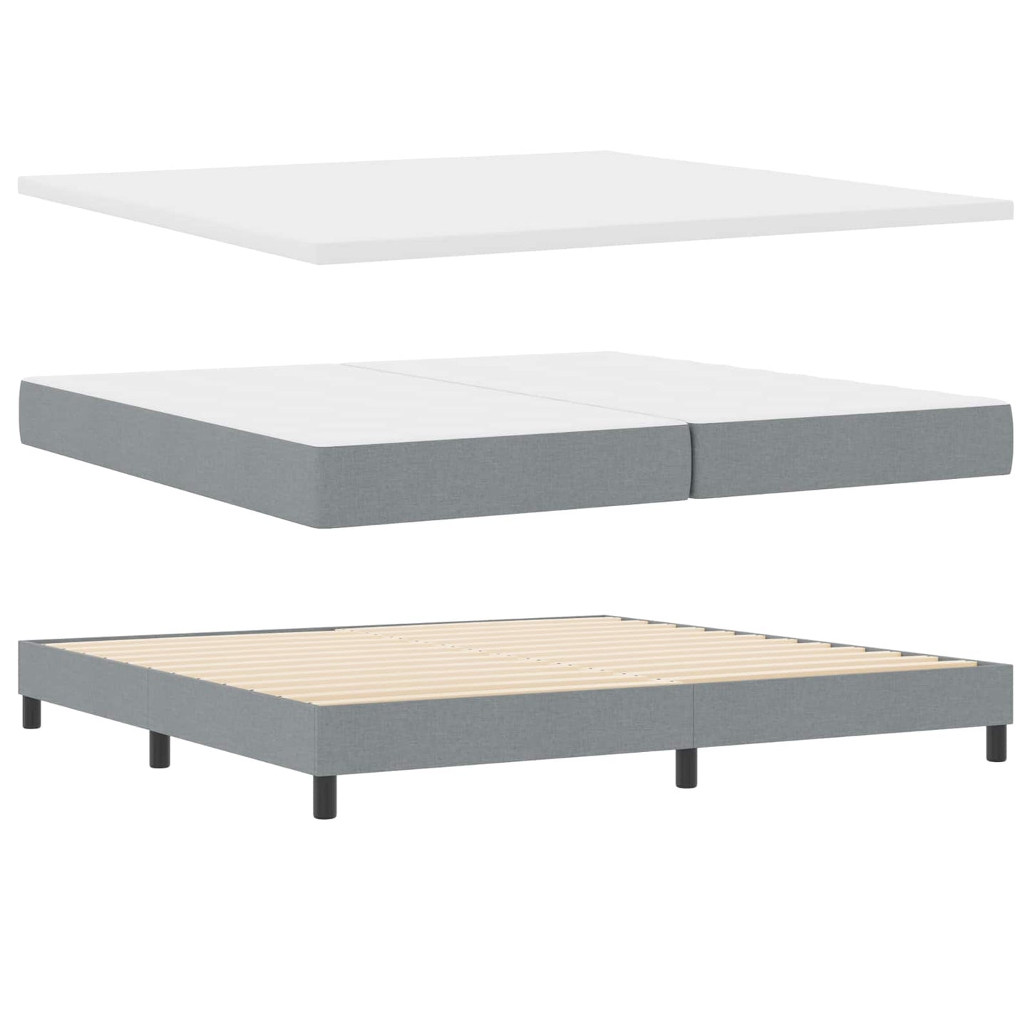 vidaXL Κρεβάτι με ελατήρια Ανοιχτό γκρι 200 x 200 cm ύφασμα