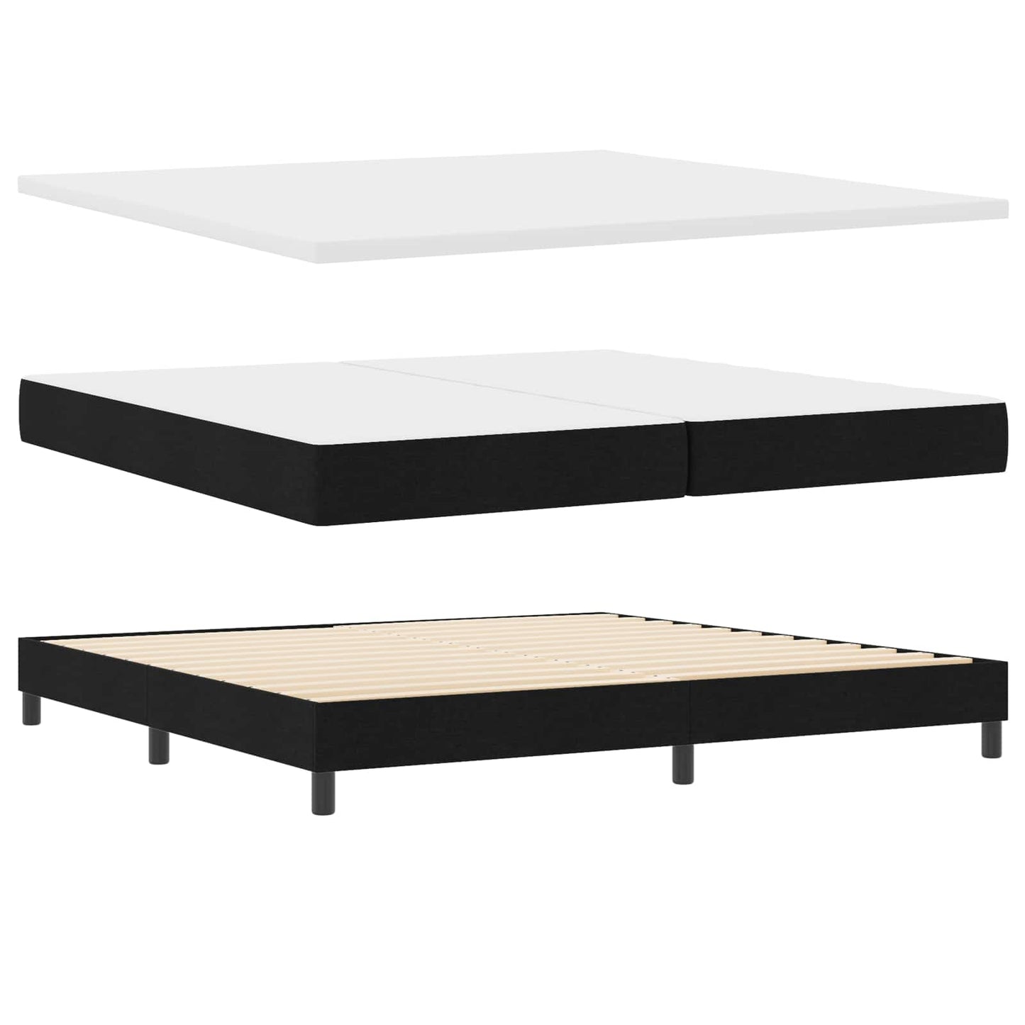 vidaXL Κρεβάτι με ελατήρια με κεφαλάρι Μαύρο 200 x 200 cm ύφασμα