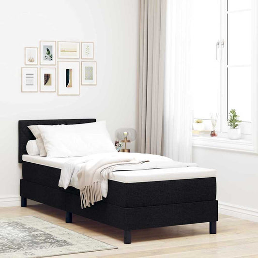 vidaXL Κρεβάτι με ελατήρια με κεφαλάρι Μαύρο 80 x 200 cm ύφασμα
