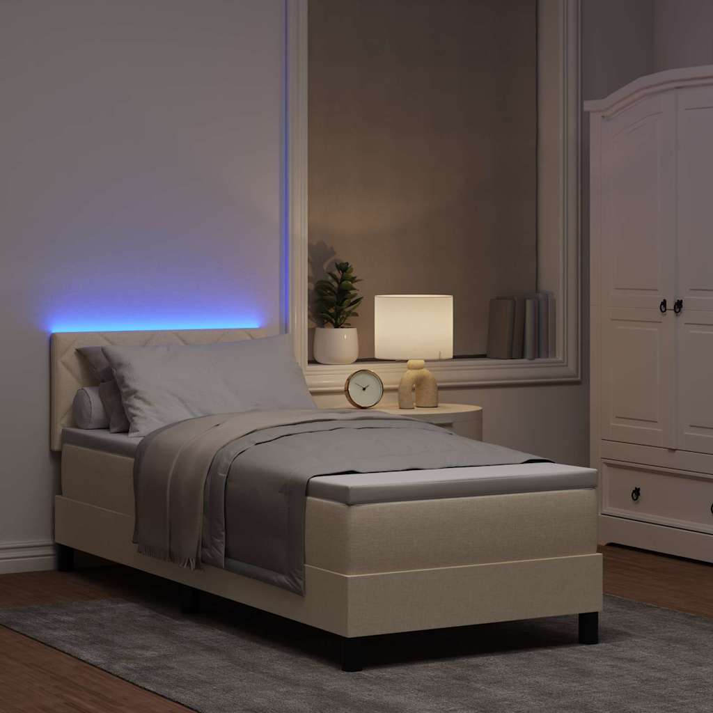 vidaXL Κρεβάτι με ελατήρια με κεφαλάρι Κρεμ 80 x 200 cm ύφασμα