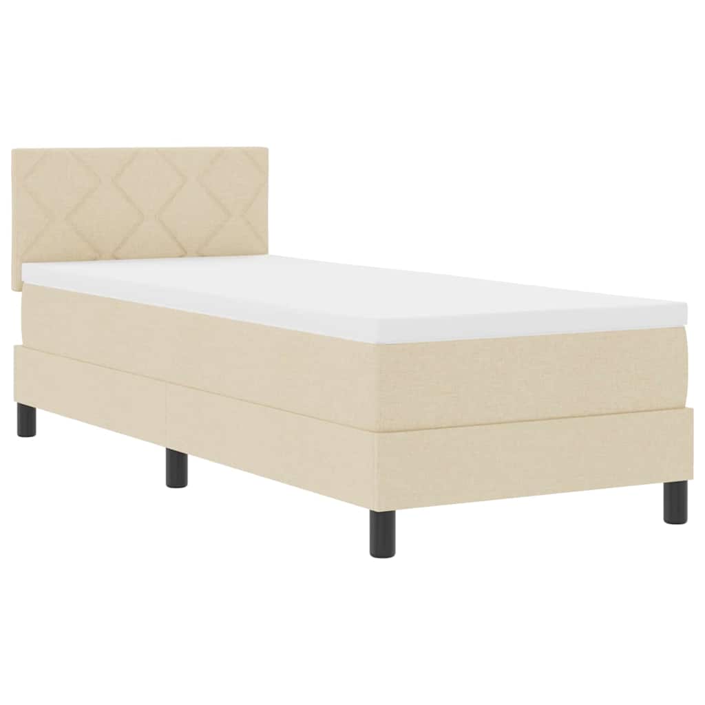 vidaXL Κρεβάτι με ελατήρια με κεφαλάρι Κρεμ 80 x 200 cm ύφασμα