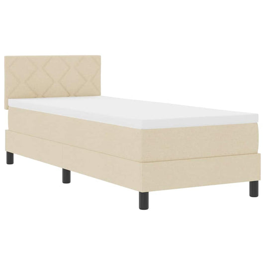 vidaXL Κρεβάτι με ελατήρια με κεφαλάρι Κρεμ 80 x 200 cm ύφασμα