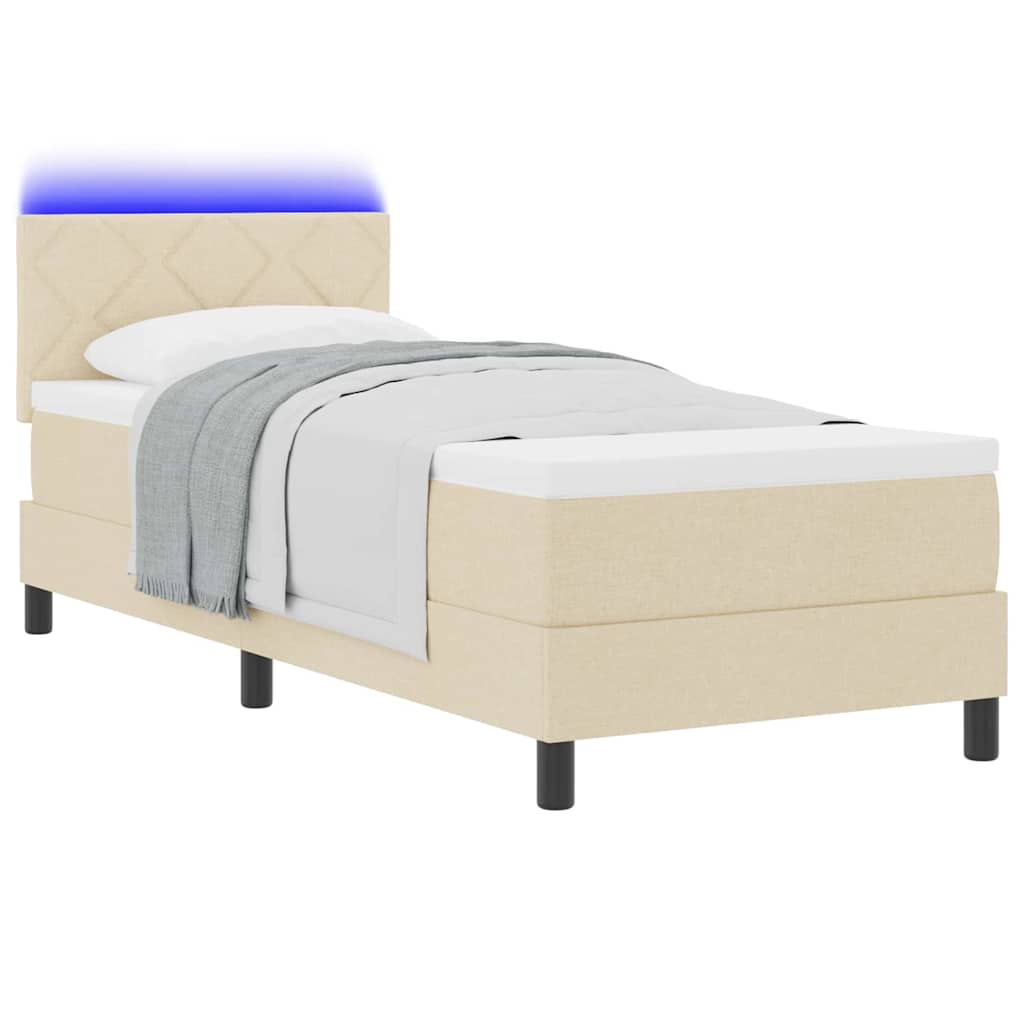 vidaXL Κρεβάτι με ελατήρια με κεφαλάρι Κρεμ 80 x 200 cm ύφασμα