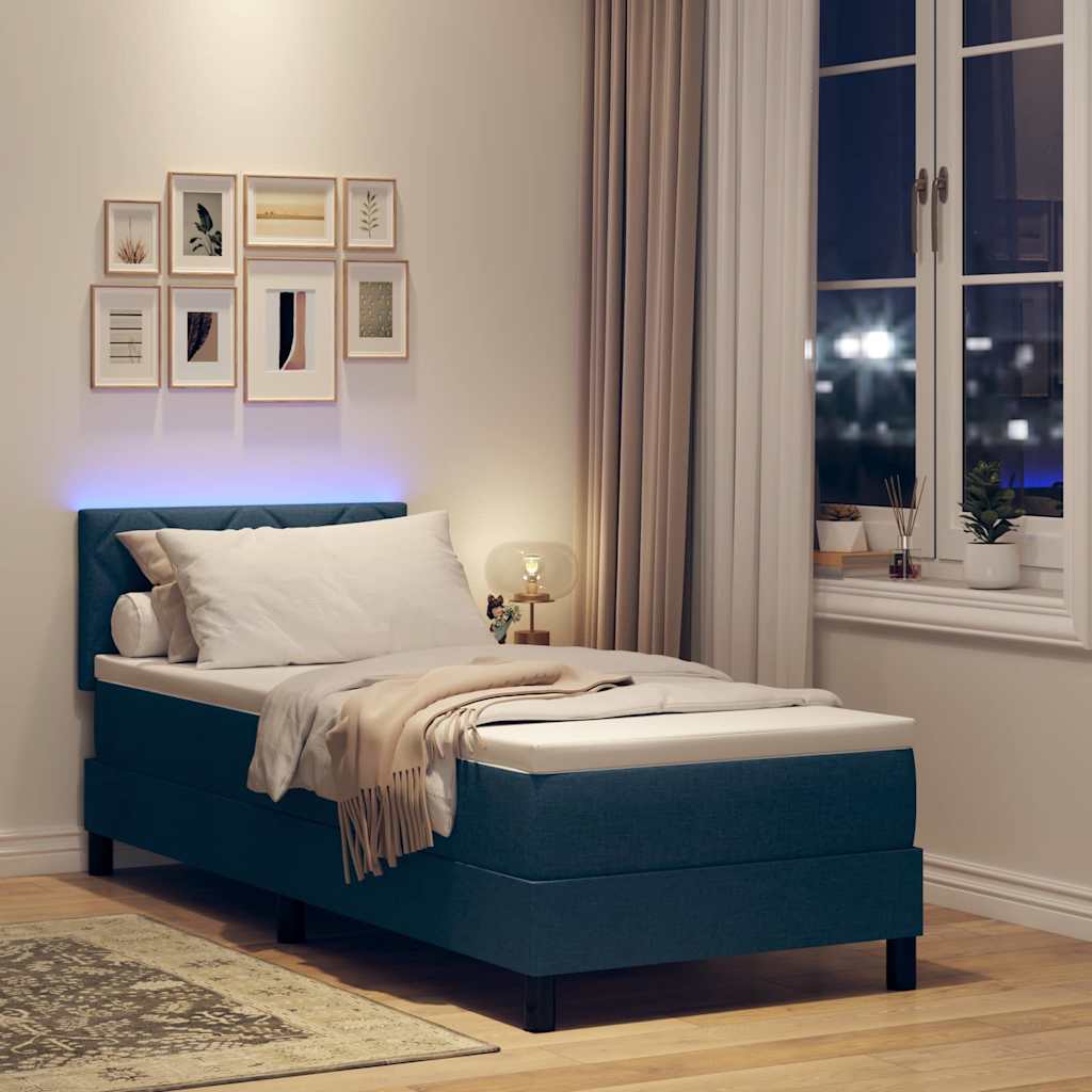 vidaXL Κρεβάτι με ελατήρια με κεφαλάρι Μπλε 80 x 200 cm ύφασμα