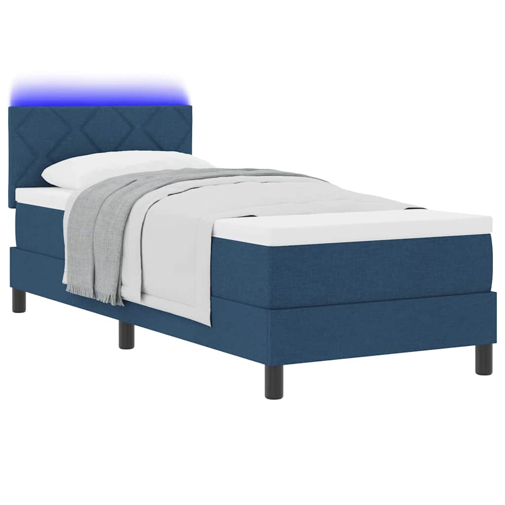 vidaXL Κρεβάτι με ελατήρια με κεφαλάρι Μπλε 80 x 200 cm ύφασμα