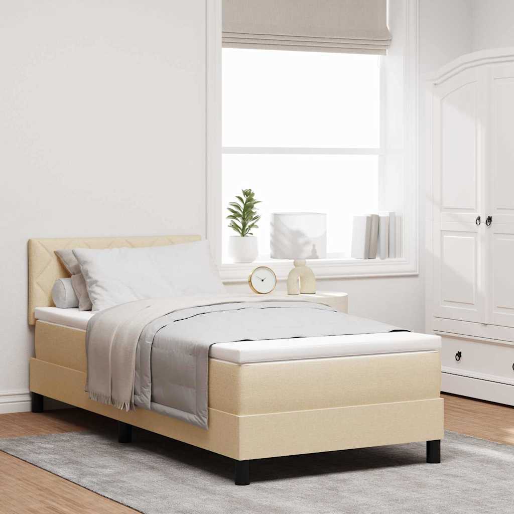 vidaXL Κρεβάτι με ελατήρια με κεφαλάρι Κρεμ 90 x 190 cm ύφασμα