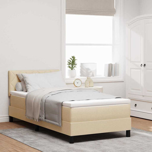 vidaXL Κρεβάτι με ελατήρια με κεφαλάρι Κρεμ 90 x 190 cm ύφασμα