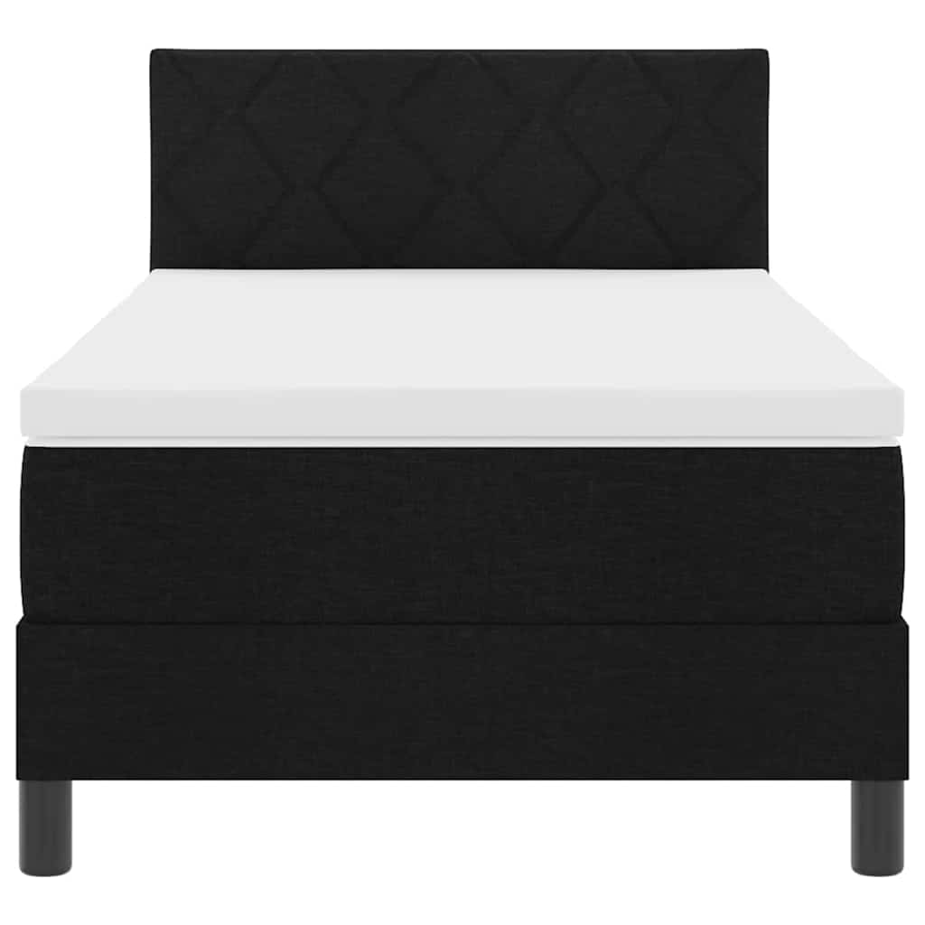 vidaXL Κρεβάτι Box Spring με Στρώμα & LED Μαύρο 90x200 cm Ύφασμα