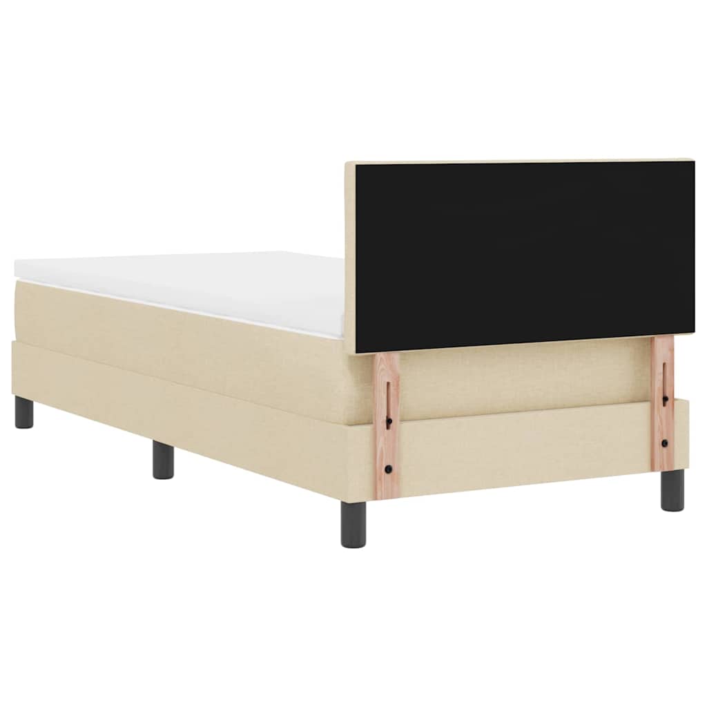 vidaXL Κρεβάτι με ελατήρια με κεφαλάρι Κρεμ 90 x 200 cm ύφασμα