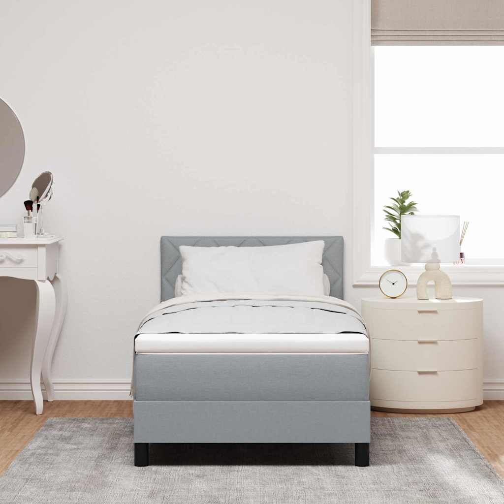 vidaXL Κρεβάτι με ελατήρια Ανοιχτό γκρι 100 x 200 cm ύφασμα