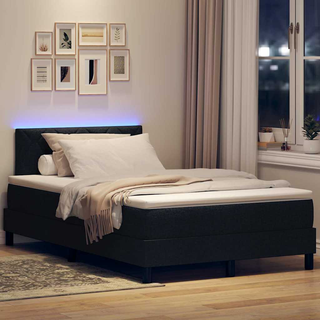 vidaXL Κρεβάτι με ελατήρια με κεφαλάρι Μαύρο 120 x 190 cm ύφασμα