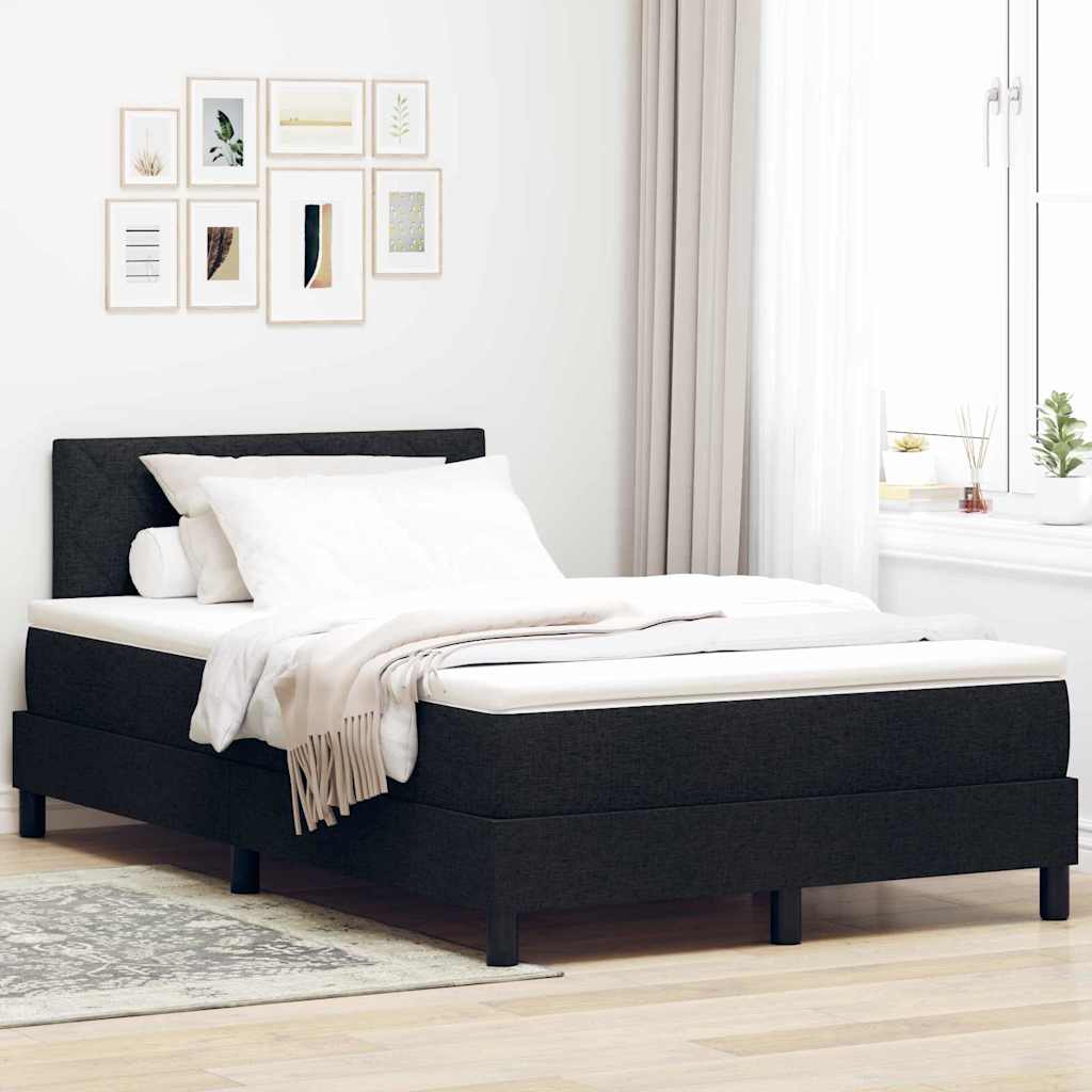 vidaXL Κρεβάτι με ελατήρια με κεφαλάρι Μαύρο 120 x 190 cm ύφασμα