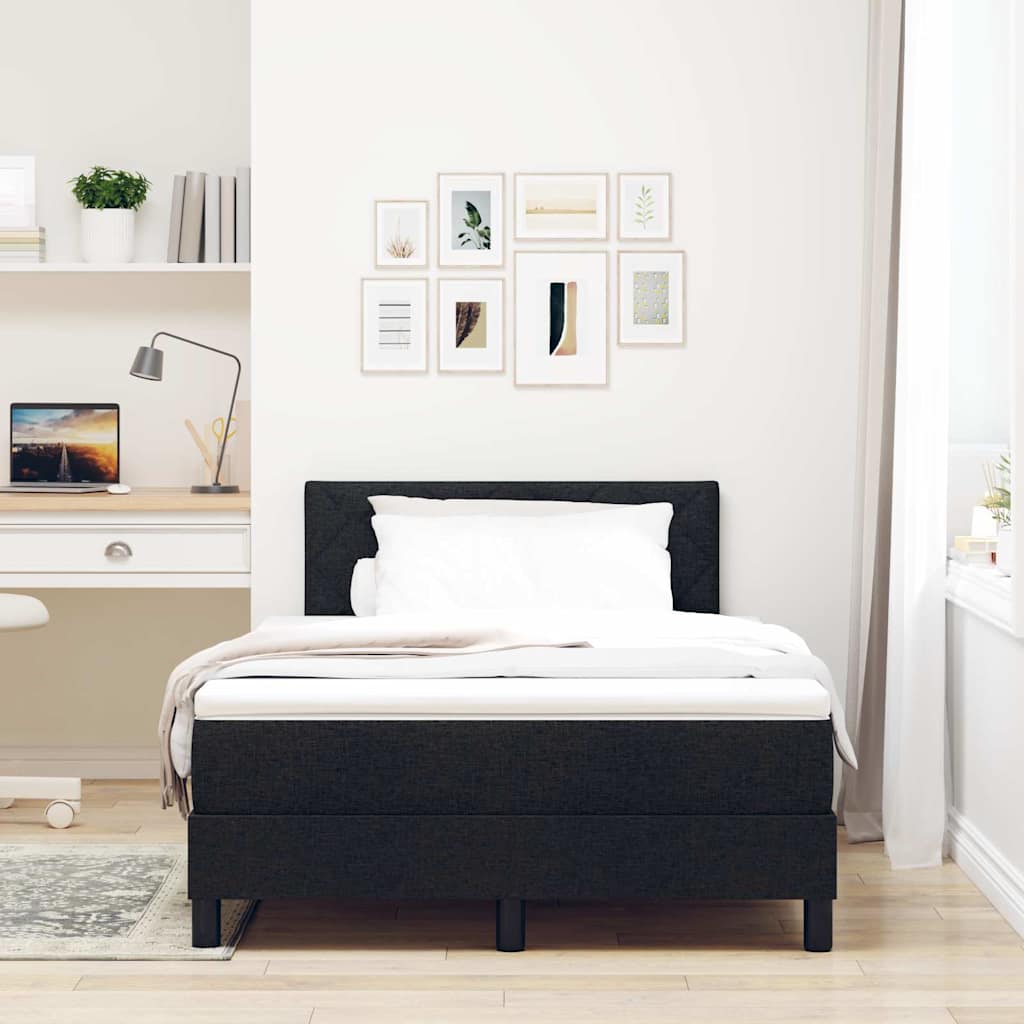 vidaXL Κρεβάτι με ελατήρια με κεφαλάρι Μαύρο 120 x 190 cm ύφασμα