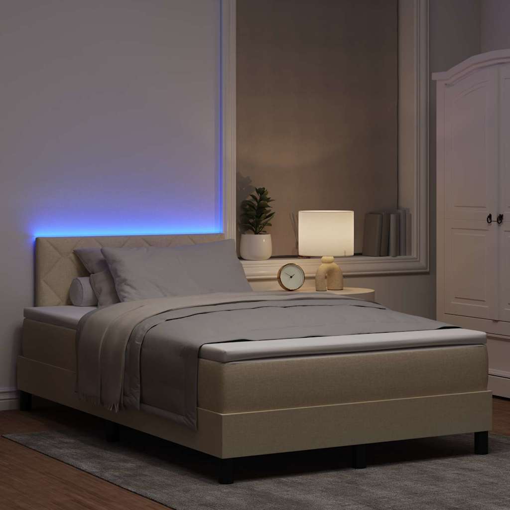 vidaXL Κρεβάτι με ελατήρια με κεφαλάρι Κρεμ 120 x 190 cm ύφασμα