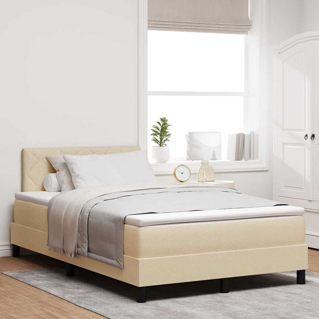 vidaXL Κρεβάτι με ελατήρια με κεφαλάρι Κρεμ 120 x 190 cm ύφασμα