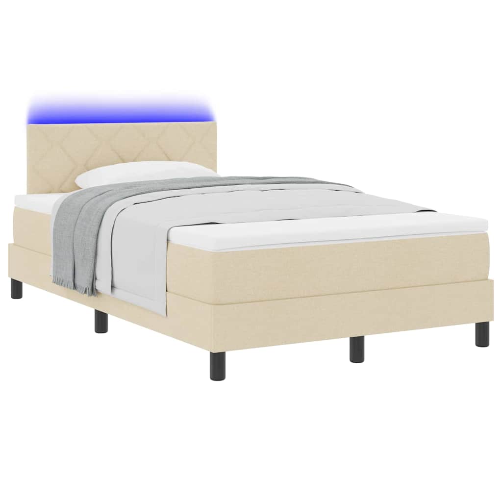 vidaXL Κρεβάτι με ελατήρια με κεφαλάρι Κρεμ 120 x 200 cm ύφασμα