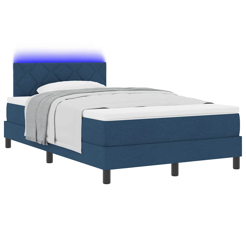 vidaXL Κρεβάτι με ελατήρια με μαξιλάρι Μπλε 120 x 200 cm ύφασμα