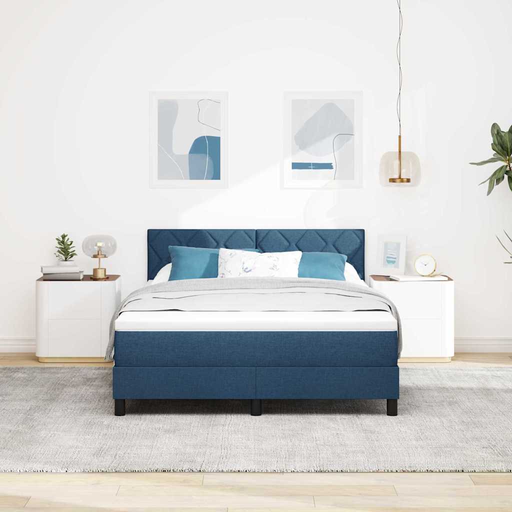 vidaXL Κρεβάτι με ελατήρια με κεφαλάρι Μπλε 140 x 190 cm ύφασμα