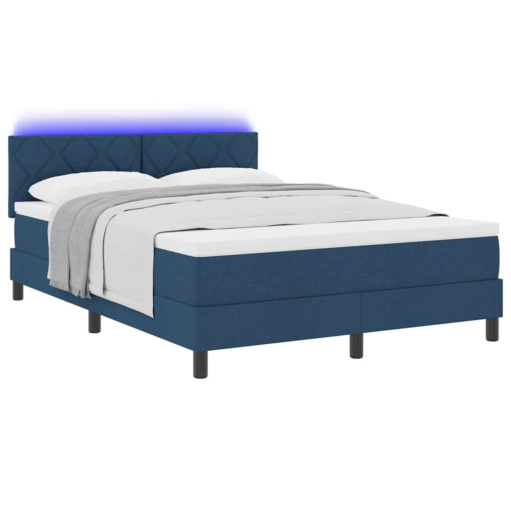 vidaXL Κρεβάτι με ελατήρια με κεφαλάρι Μπλε 160 x 200 cm ύφασμα