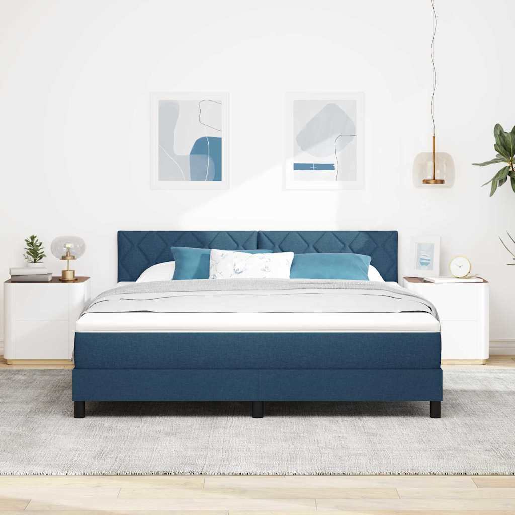 vidaXL Κρεβάτι με ελατήρια με κεφαλάρι Μπλε 180 x 200 cm ύφασμα