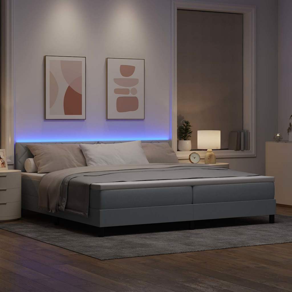 vidaXL Κρεβάτι με ελατήρια Ανοιχτό γκρι 200 x 200 cm ύφασμα