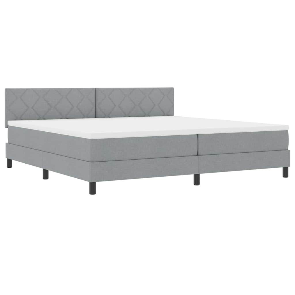 vidaXL Κρεβάτι με ελατήρια Ανοιχτό γκρι 200 x 200 cm ύφασμα