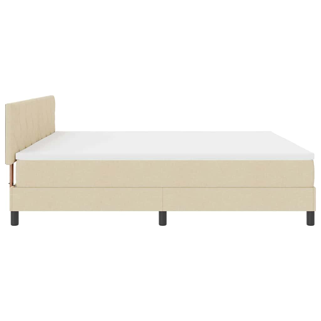 vidaXL Κρεβάτι με ελατήρια με μαξιλάρι Κρεμ 200 x 200 cm ύφασμα