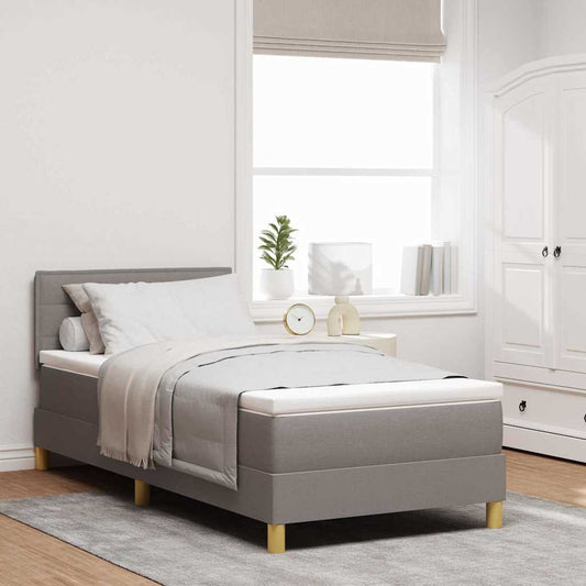 vidaXL LED Κρεβάτι με βάθρο με κεφαλάρι Taupe 80 x 200 cm ύφασμα