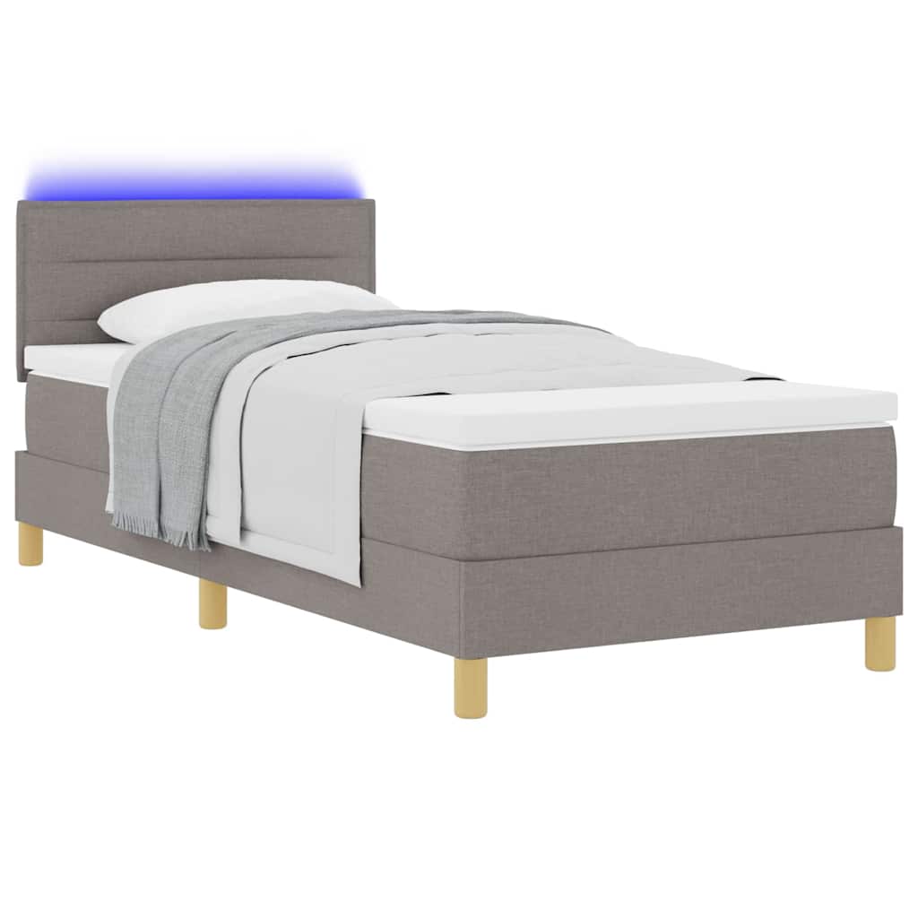 vidaXL LED Κρεβάτι με βάθρο με κεφαλάρι Taupe 90 x 190 cm ύφασμα