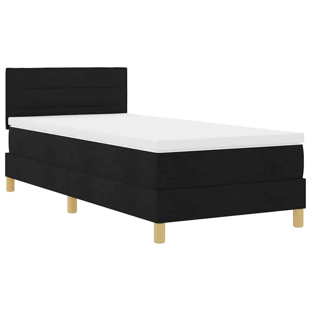 vidaXL Κρεβάτι Box Spring με Στρώμα & LED Μαύρο 90x200 εκ. Ύφασμα