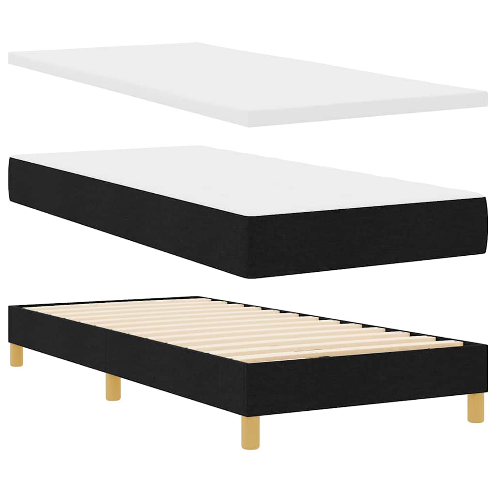 vidaXL Κρεβάτι Box Spring με Στρώμα & LED Μαύρο 90x200 εκ. Ύφασμα
