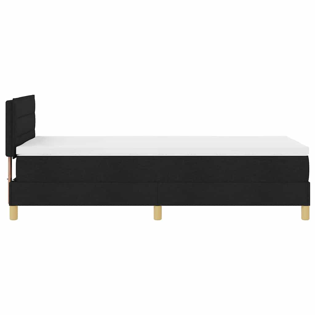 vidaXL Κρεβάτι Box Spring με Στρώμα & LED Μαύρο 90x200 εκ. Ύφασμα