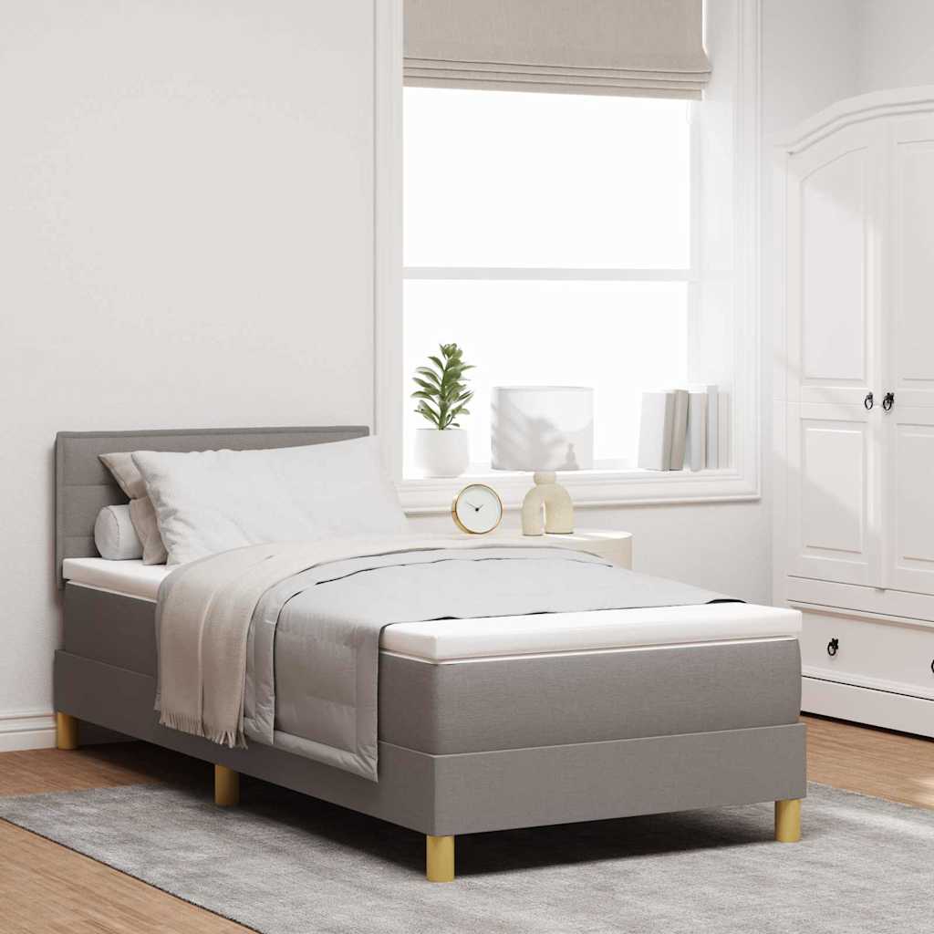 vidaXL LED Κρεβάτι με βάθρο με κεφαλάρι Taupe 90 x 200 cm ύφασμα