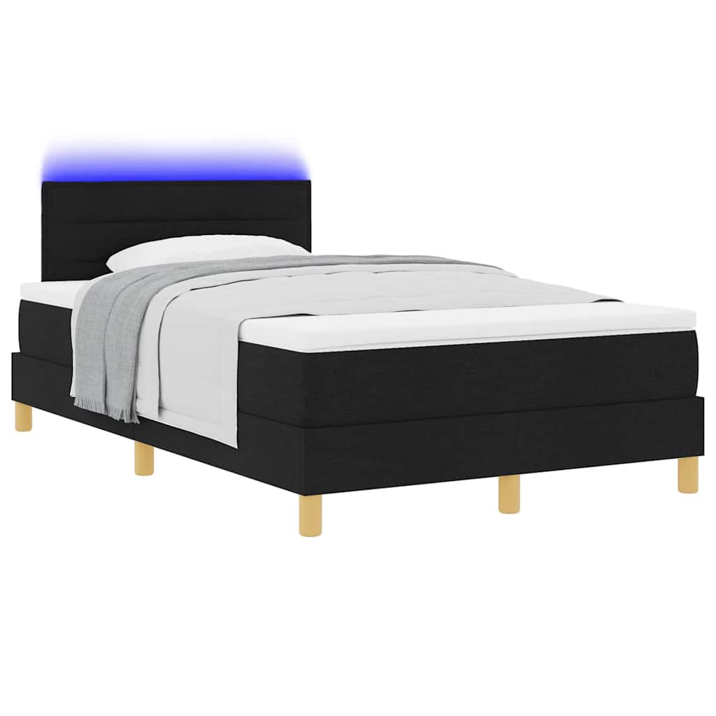 vidaXL LED Κρεβάτι με βάθρο με κεφαλάρι Μαύρο 120 x 190 cm ύφασμα
