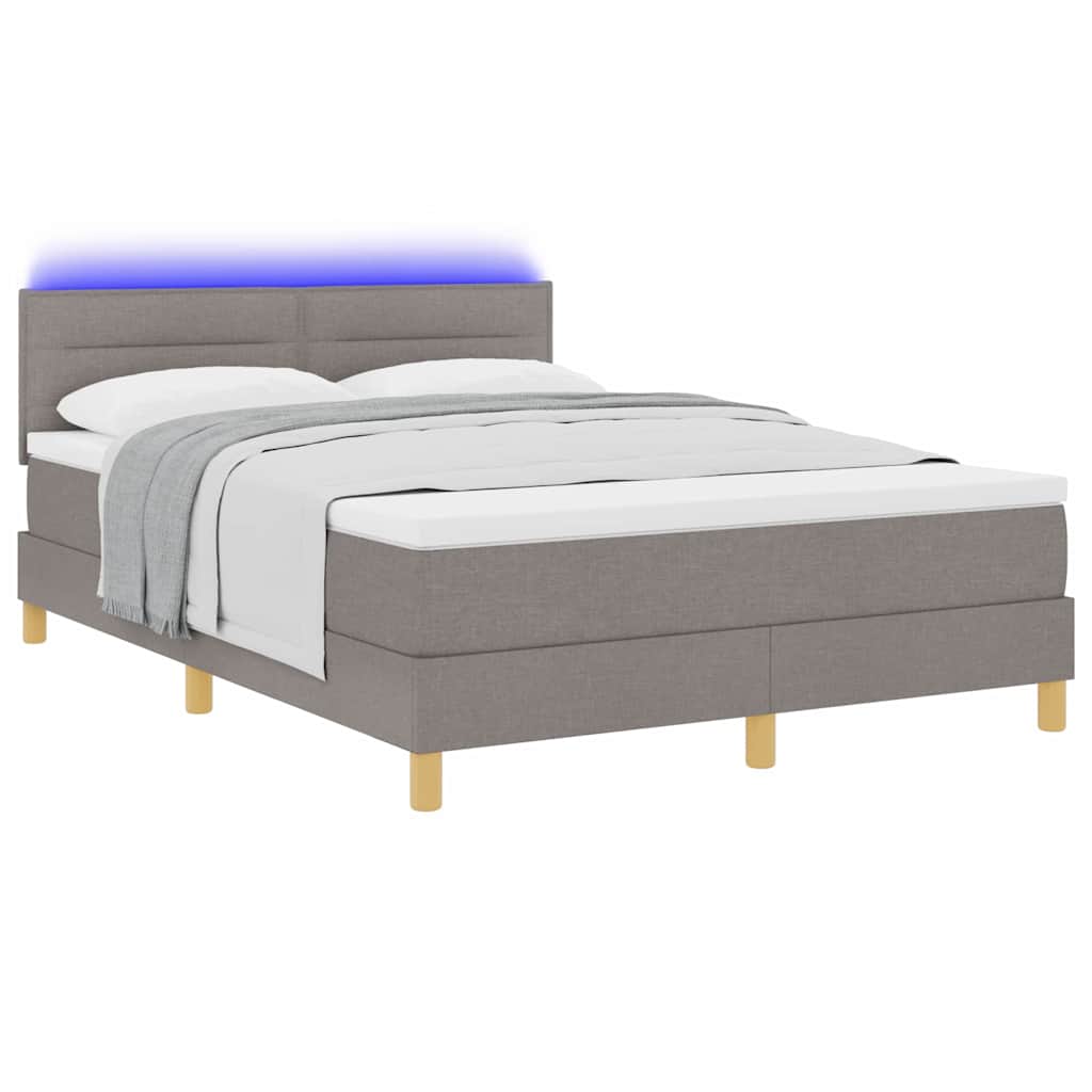 vidaXL LED Κρεβάτι με βάθρο με κεφαλάρι Taupe 140 x 200 cm ύφασμα