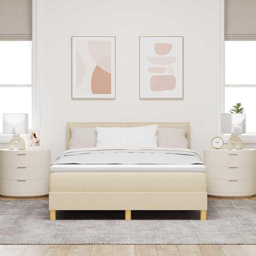 vidaXL LED Κρεβάτι με βάθρο με κεφαλάρι Κρεμ 140 x 200 cm ύφασμα