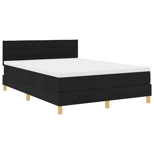 vidaXL LED Κρεβάτι με βάθρο με κεφαλάρι Μαύρο 160 x 200 cm ύφασμα