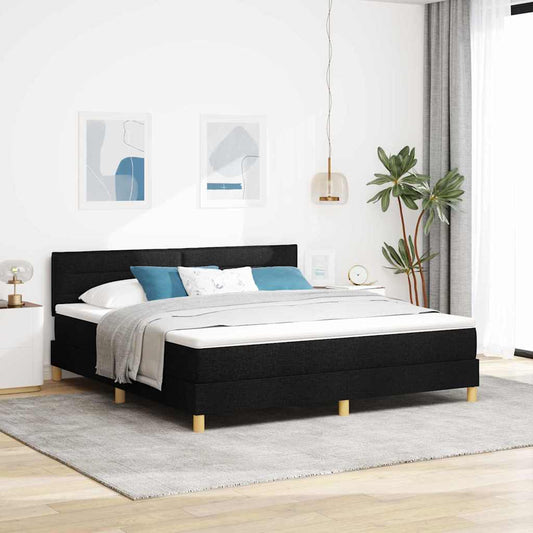 vidaXL LED Κρεβάτι με βάθρο με κεφαλάρι Μαύρο 180 x 200 cm ύφασμα