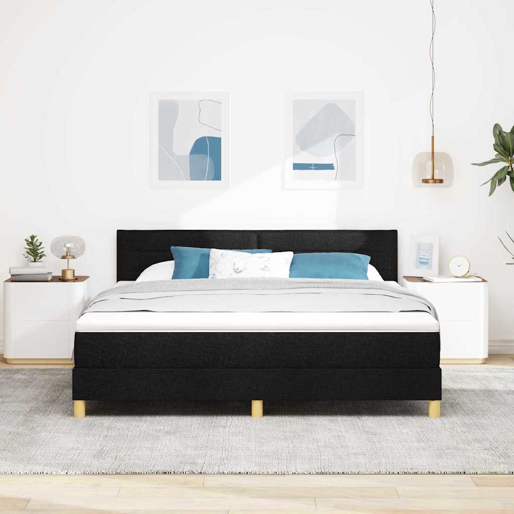 vidaXL LED Κρεβάτι με βάθρο με κεφαλάρι Μαύρο 180 x 200 cm ύφασμα