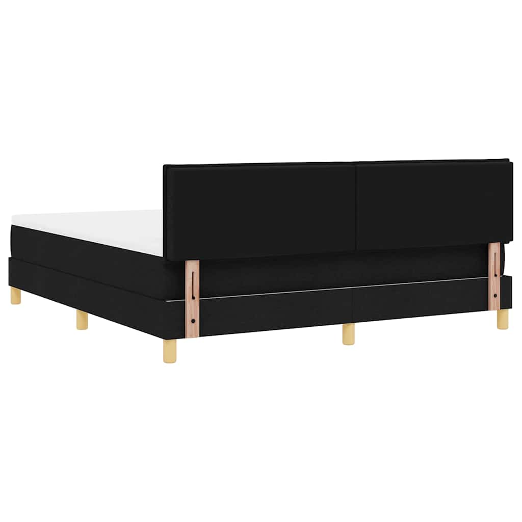 vidaXL LED Κρεβάτι με βάθρο με κεφαλάρι Μαύρο 180 x 200 cm ύφασμα